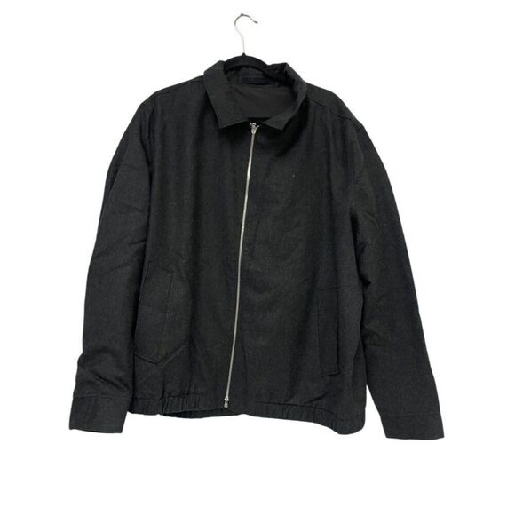 Massimo Dutti Mens Wool Bomber Jacket Coat 2XL XXL Gray Full Zip 2007/138 NWT